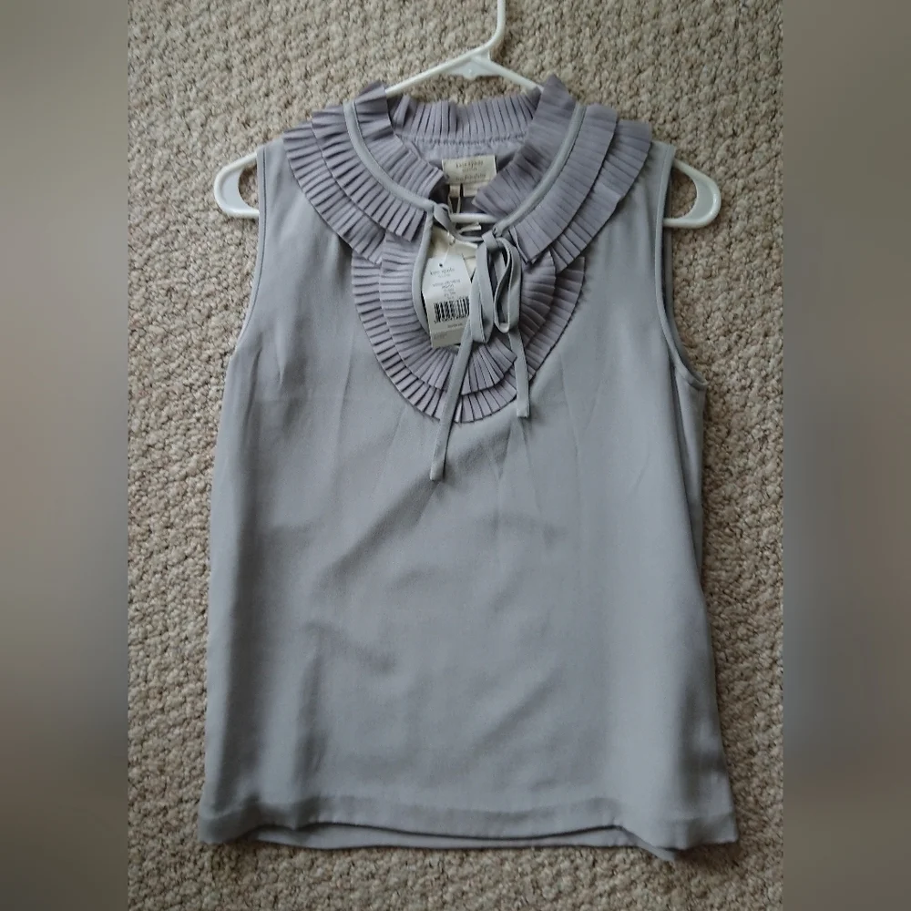 Kate spade‎ Antionette Gray Sleeveless Blouse with Ruffle Collar size XS